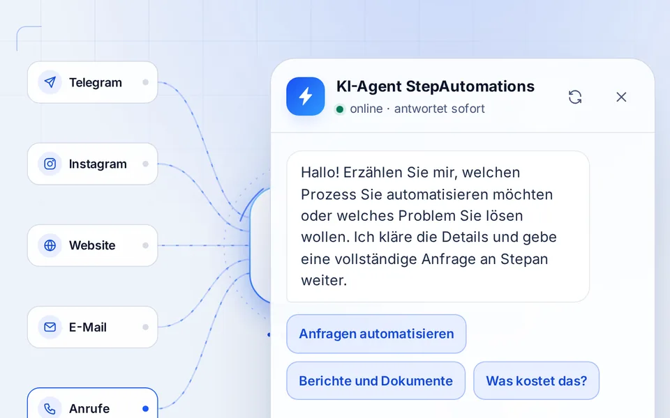 Der Chat auf dieser Seite: ein KI-Berater, verbunden mit Live-Workflows in n8n